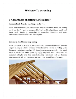 5 Advantages of getting A Metal Roof