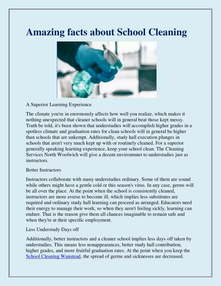 amazing facts about school cleaning