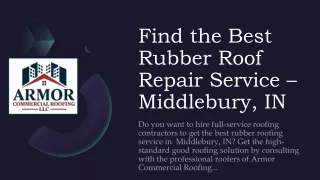 Find the Best Rubber Roof Repair Service – Middlebury, IN |  Rubber Roof Repair