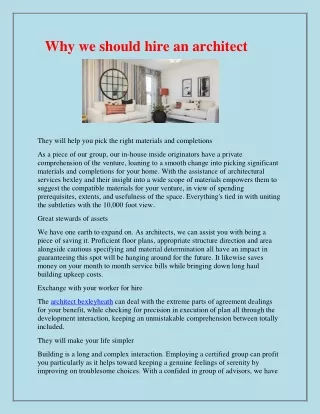 why we should hire an architect