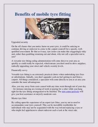 benefits of mobile tyre fitting