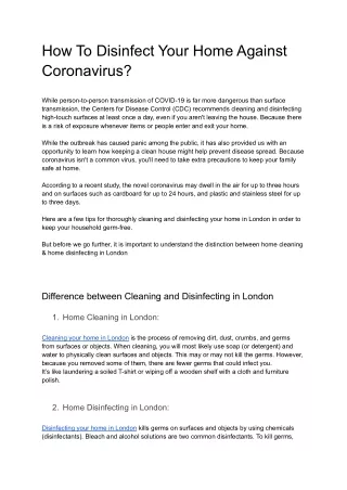 how to disinfect your home against coronavirus