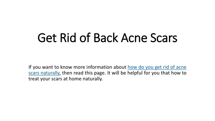 get rid of back acne scars