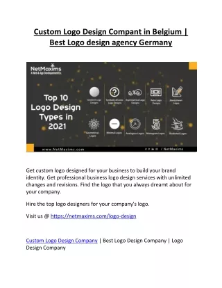 Custom Logo Design Compant in Belgium- Best Logo design agency Germany
