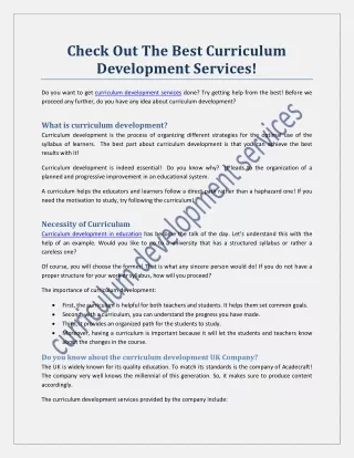 check out the best curriculum development services