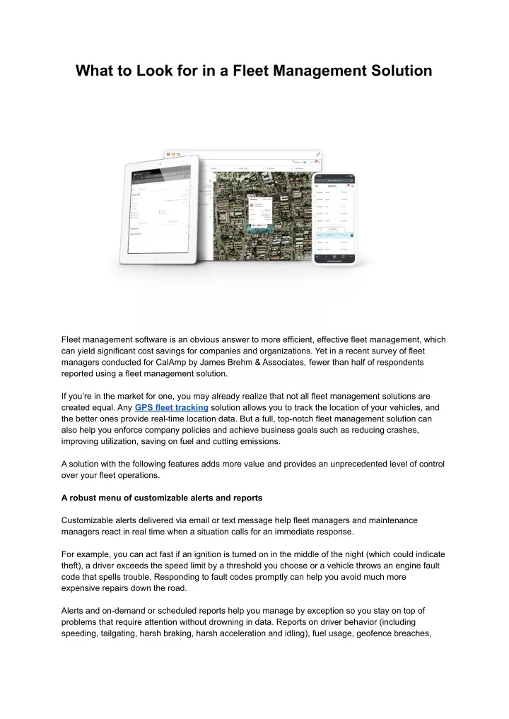 what to look for in a fleet management solution