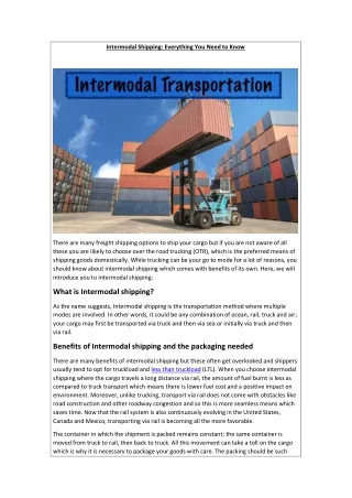 Intermodal Shipping Everything You Need to Know