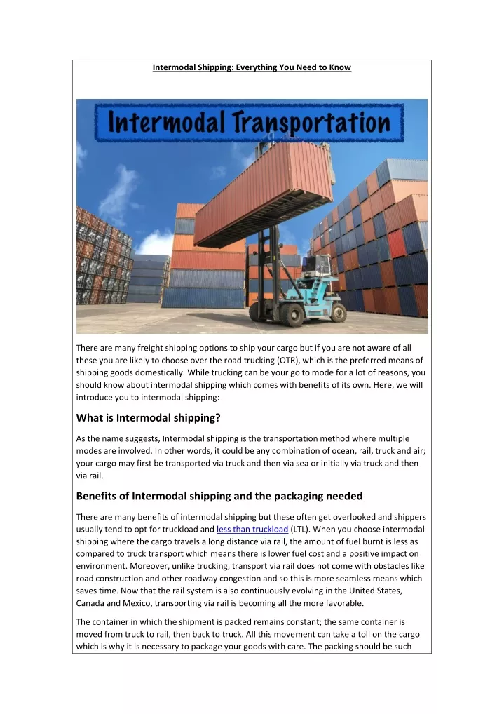intermodal shipping everything you need to know