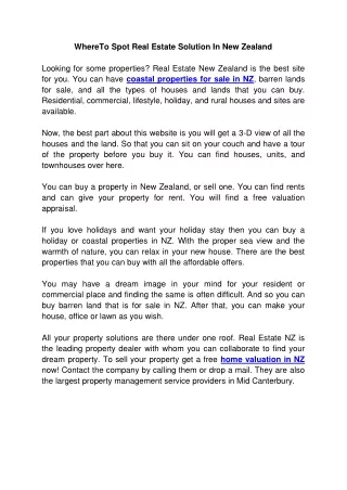 WhereTo Spot Real Estate Solution In New Zealand