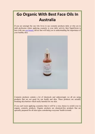 go organic with best face oils in australia