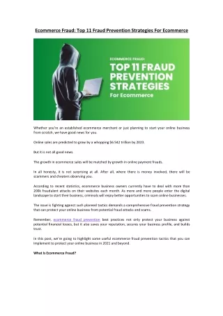 Ecommerce Fraud: Top 11 Fraud Prevention Strategies For Ecommerce