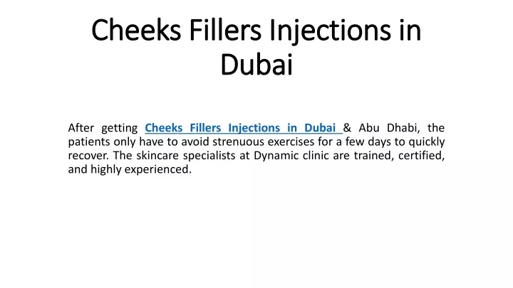 cheeks fillers injections in dubai