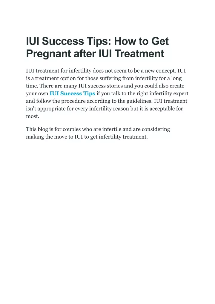 iui success tips how to get pregnant after
