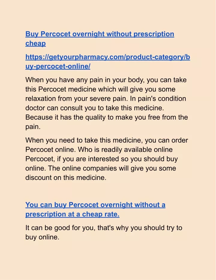 buy percocet overnight without prescription cheap