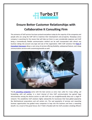 Ensure Better Customer Relationships with Collaborative It Consulting Firm