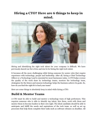 hiring a cto here are 6 things to keep in mind