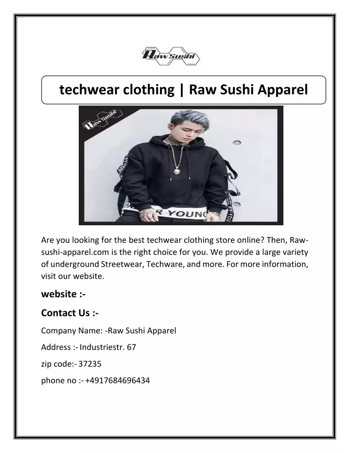 techwear clothing raw sushi apparel