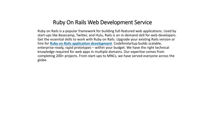 ruby on rails web development service