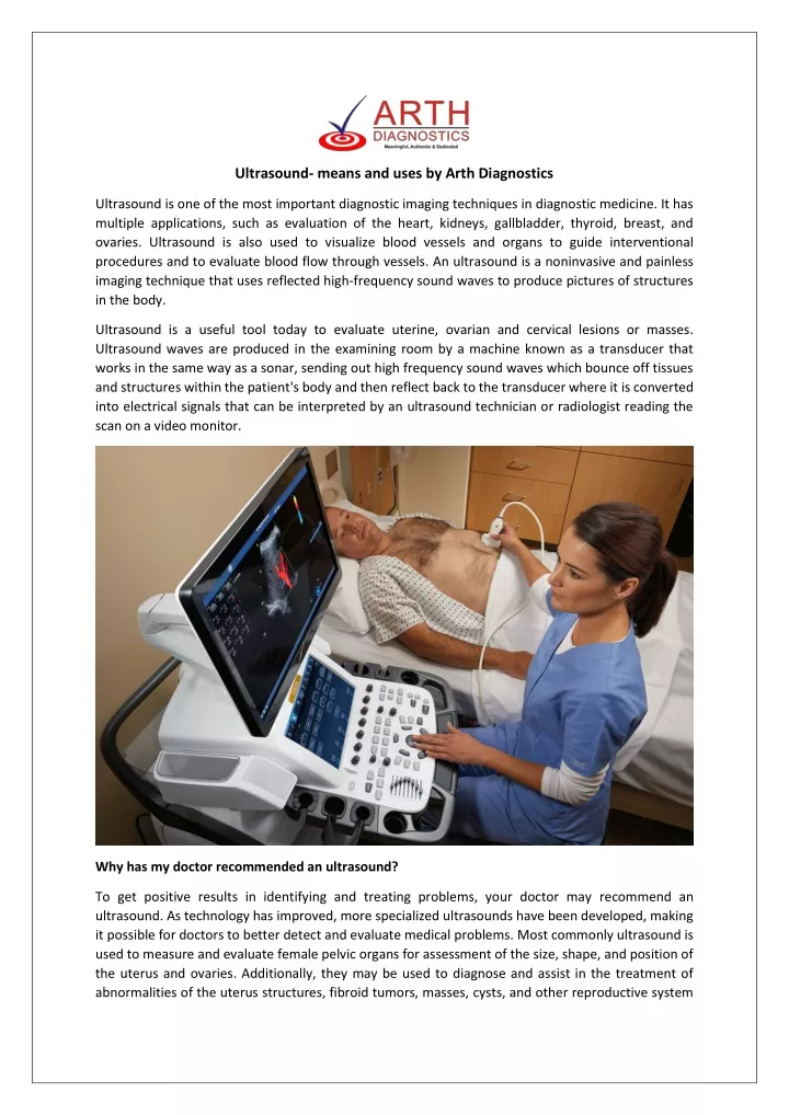ultrasound means and uses by arth diagnostics