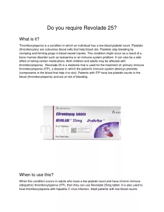 do you require revolade 25
