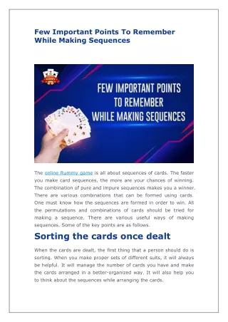 few important points to remember while making