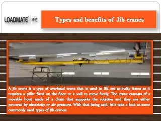 Types and benefits of Jib cranes