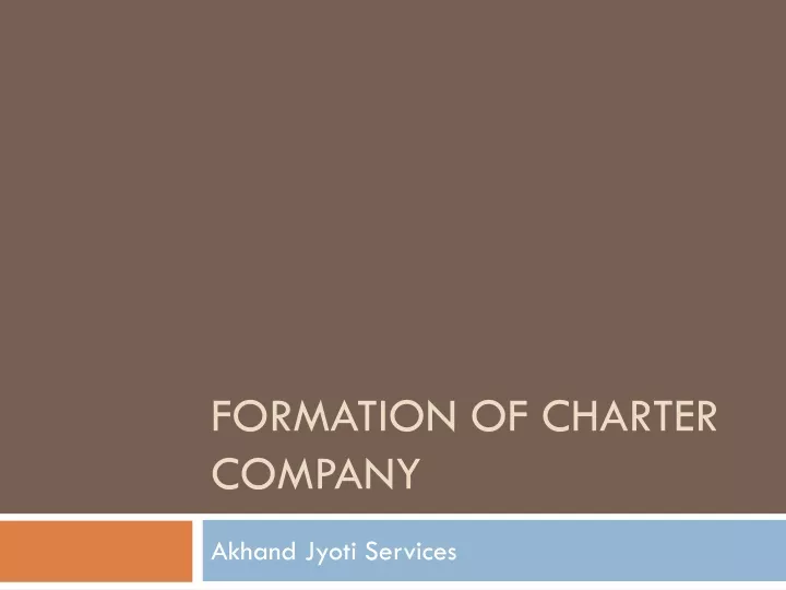 formation of charter company