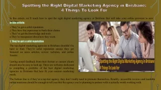 Spotting the Right Digital Marketing Agency in Brisbane 4 Things To Look For
