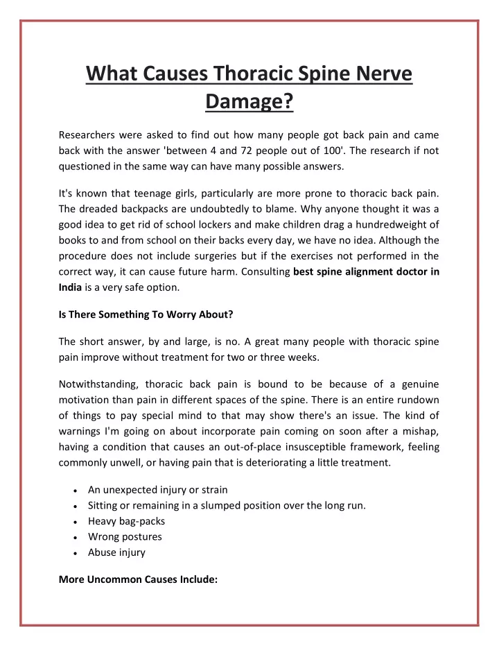 what causes thoracic spine nerve damage