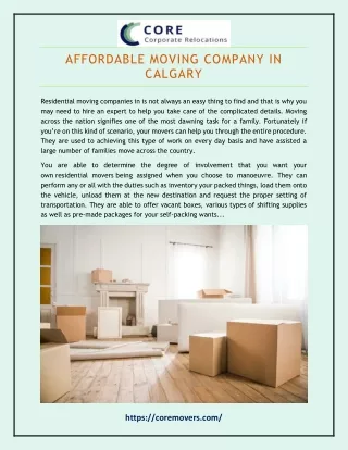 AFFORDABLE MOVING COMPANY IN CALGARY