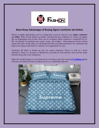 Must-Know Advantages of Buying Signer Comforter Set Online