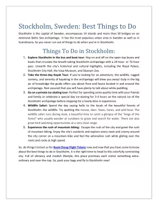Major Things to Do in Stockholm Sweden