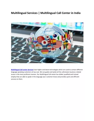 Multilingual Services, Multilingual Call Center in India-converted