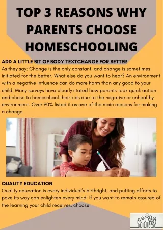 Top 3 Reasons Why Parents Choose Homeschooling