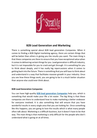 b2b lead generation and marketing
