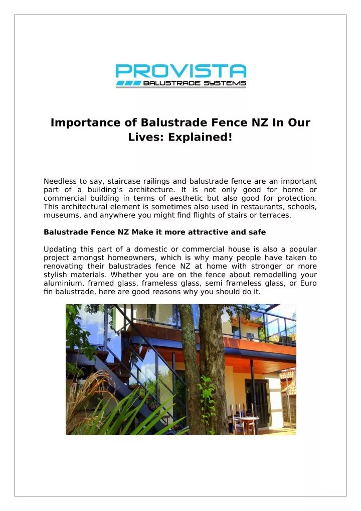 importance of balustrade fence nz in our lives
