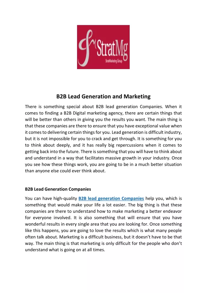 b2b lead generation and marketing