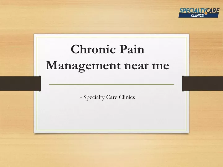 chronic pain management near me