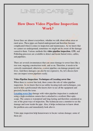 How does Video Pipeline Inspection Work