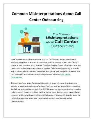Common Misinterpretation About Call Center Outsourcing