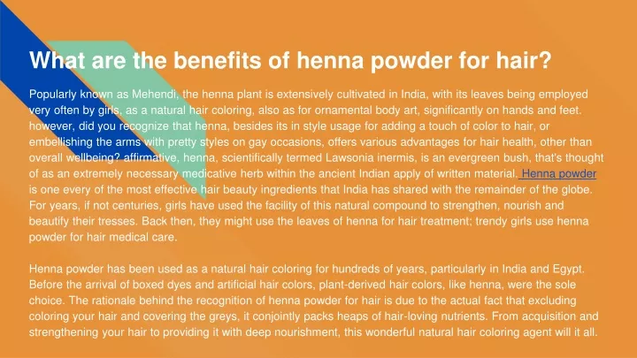 what are the benefits of henna powder for hair