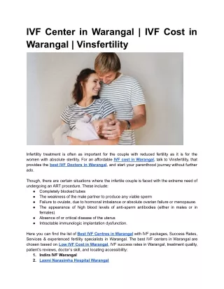 IVF Center in Warangal _ IVF Cost in Warangal _ Vinsfertility