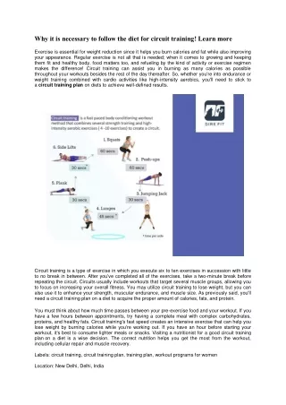 Why it is necessary to follow the diet for circuit training