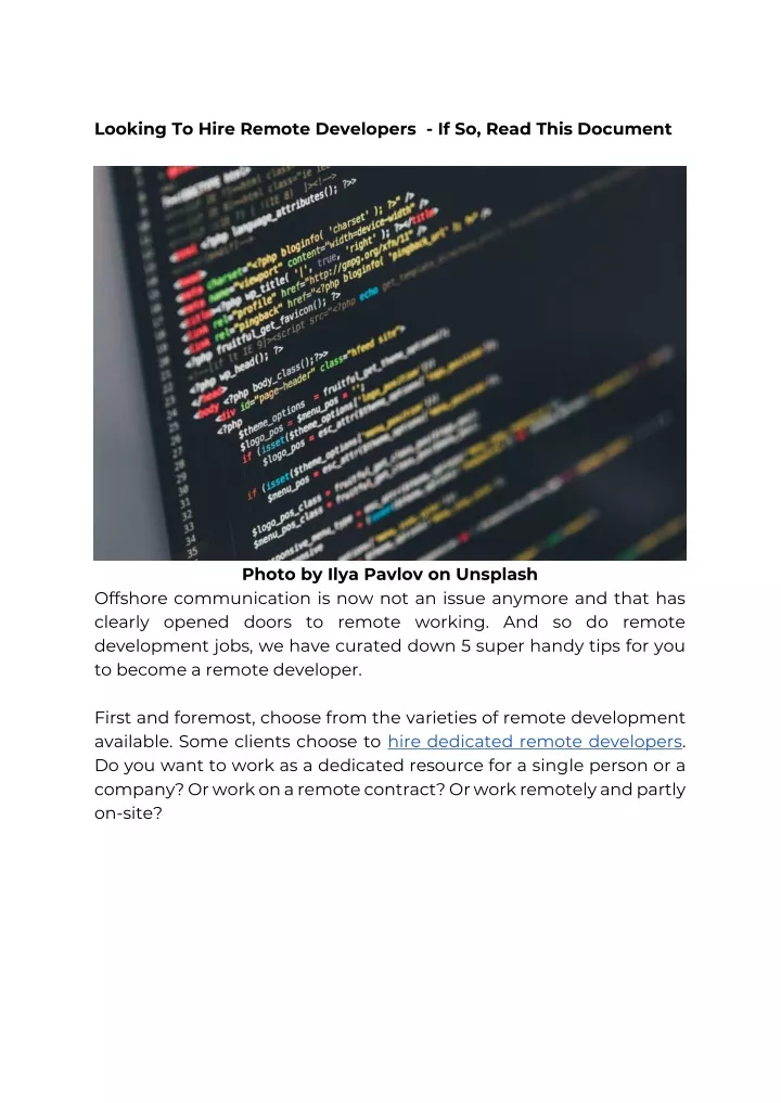 looking to hire remote developers if so read this