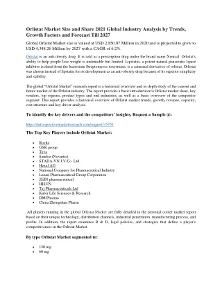 orlistat market size and share 2021 global
