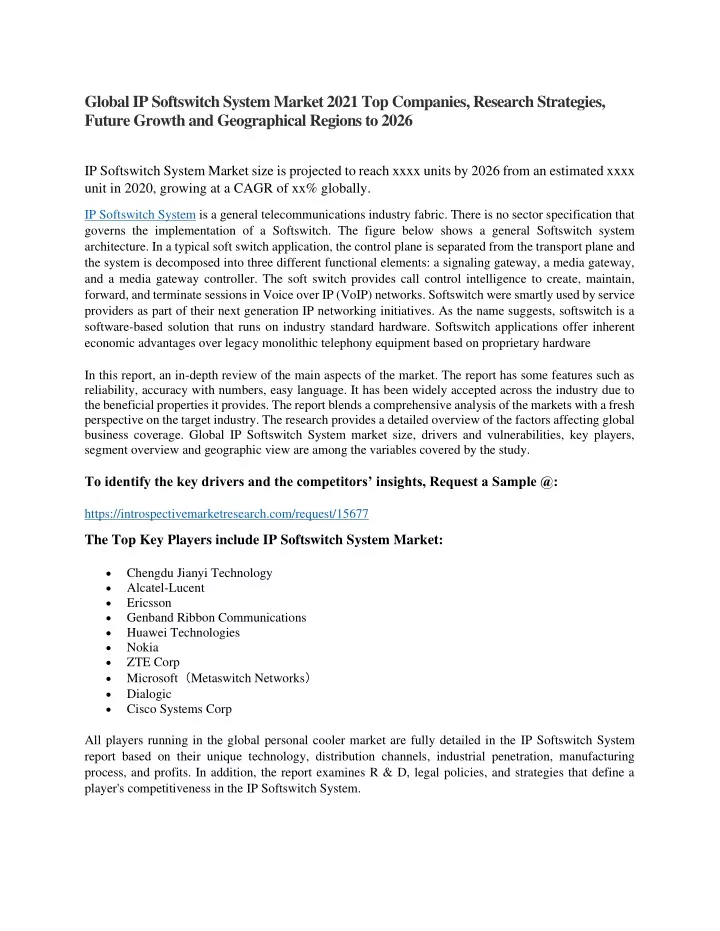 global ip softswitch system market 2021