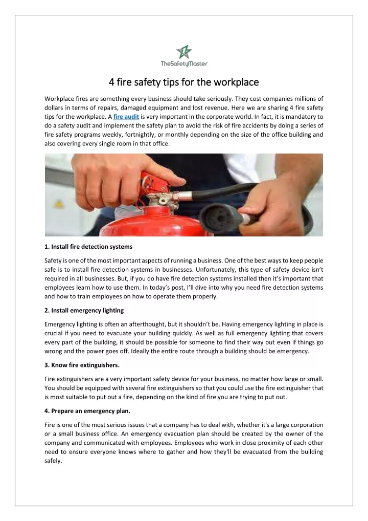 4 fire safety tips for the workplace 4 fire