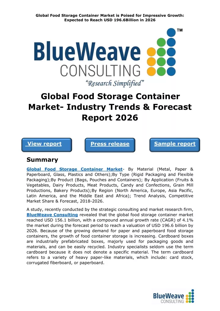 global food storage container market is poised