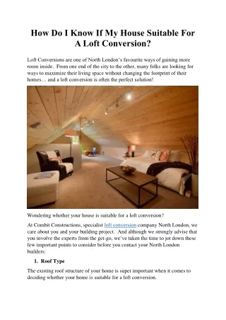 how do i know if my house suitable for a loft