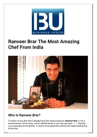 ranveer brar the most amazing chef from india